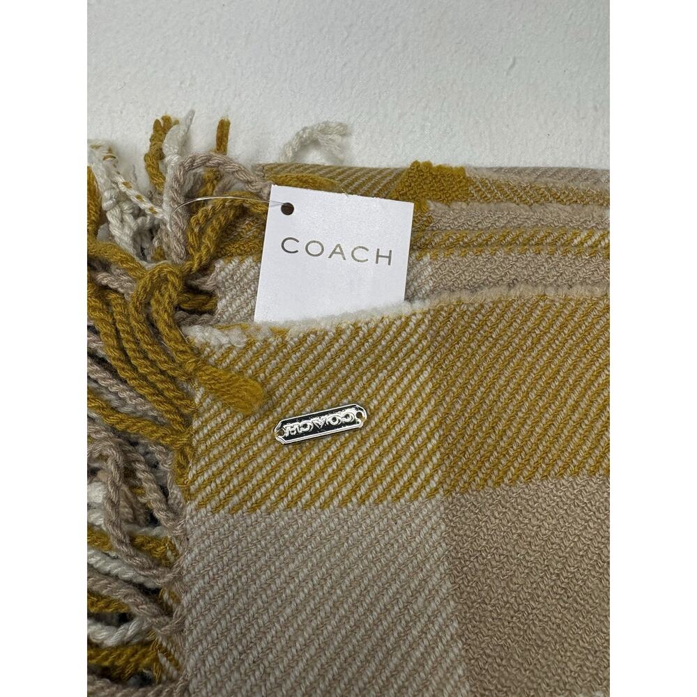 NWT Coach Amber Gold Wool/Cashmere Blend Fringe Scarf ($158) - Picture 2 of 6